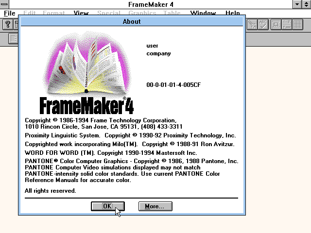 FrameMaker 4 - About